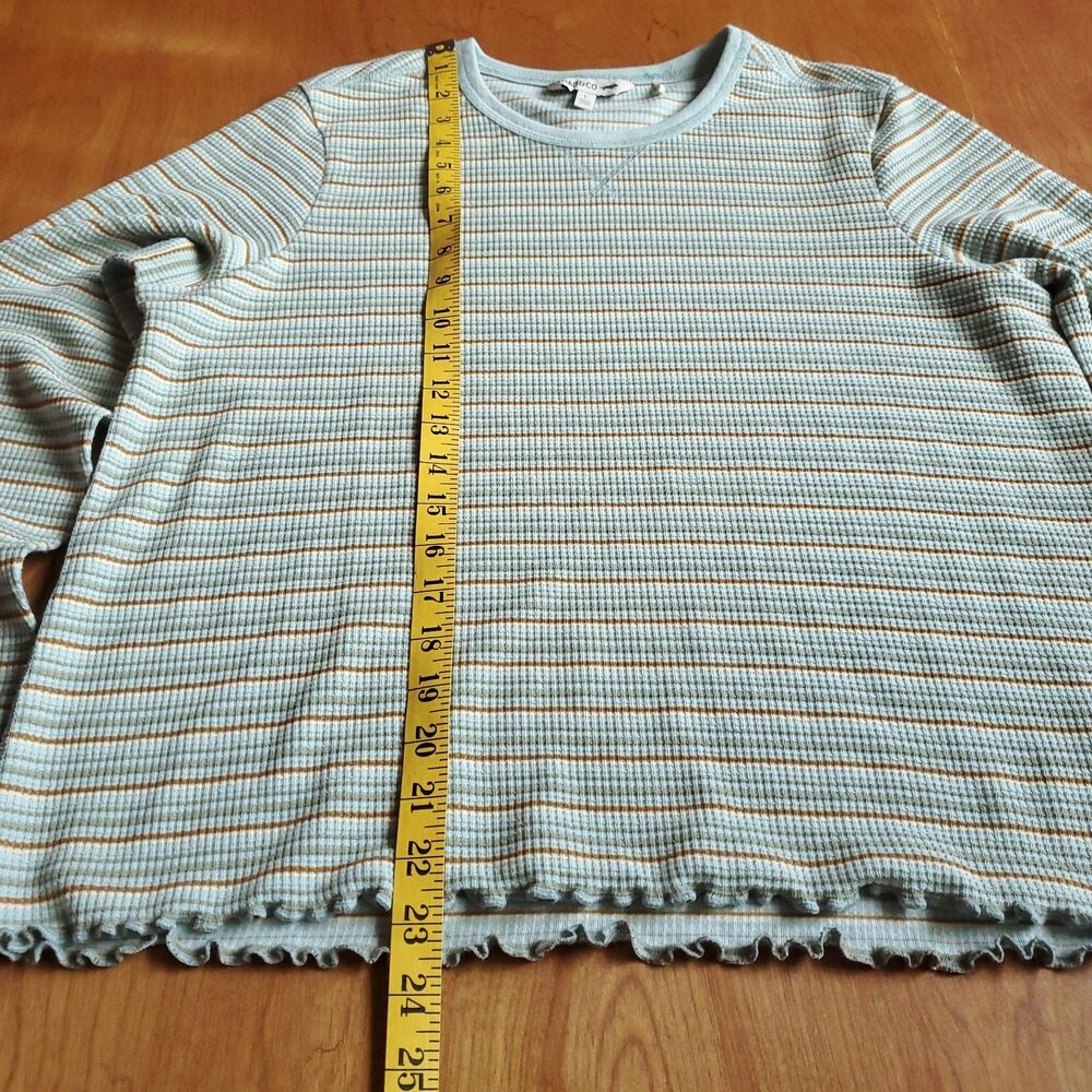 Toad &Co Foothill Long Sleeve Crew II Womens L Green Stripe Thermal Waffle Knit - Picture 6 of 9